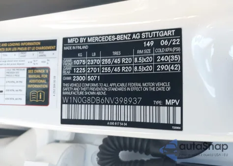 2022 Mercedes-Benz Glc 300 Suv из США, поврежденный, VIN W1N0G8DB6NV398937